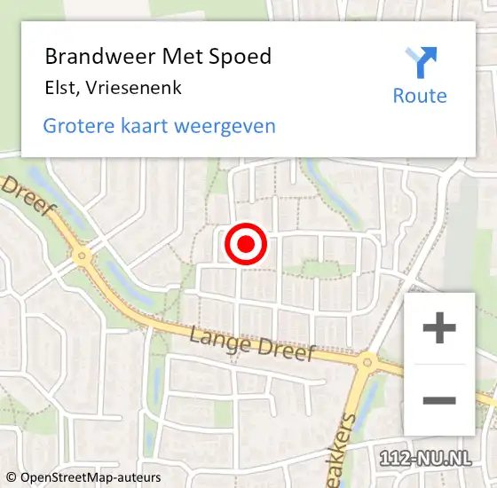 Locatie op kaart van de 112 melding: Brandweer Met Spoed Naar Elst, Vriesenenk op 1 april 2022 18:15