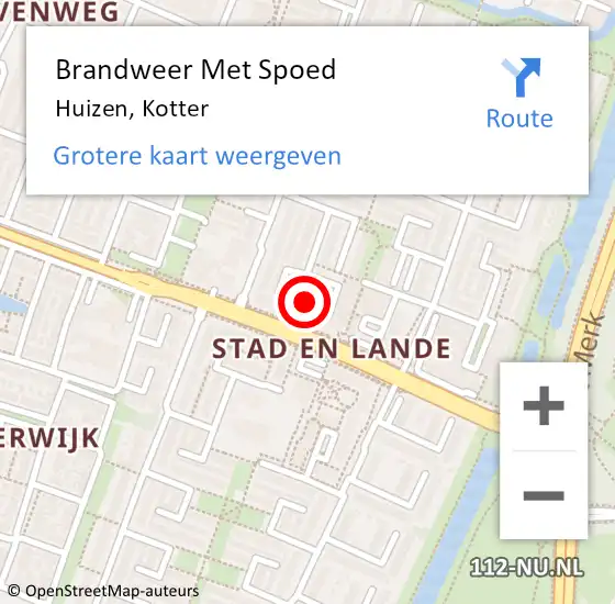 Locatie op kaart van de 112 melding: Brandweer Met Spoed Naar Huizen, Kotter op 1 april 2022 18:18