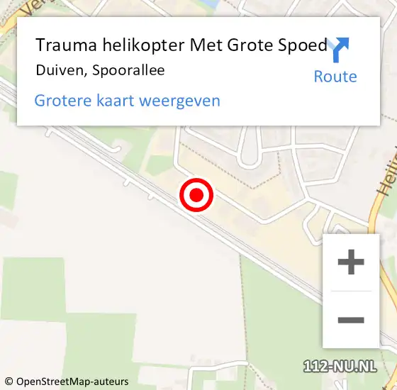 Locatie op kaart van de 112 melding: Trauma helikopter Met Grote Spoed Naar Duiven, Spoorallee op 1 april 2022 18:39