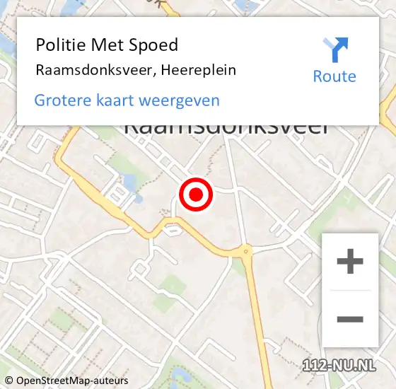 Locatie op kaart van de 112 melding: Politie Met Spoed Naar Raamsdonksveer, Heereplein op 1 april 2022 18:42