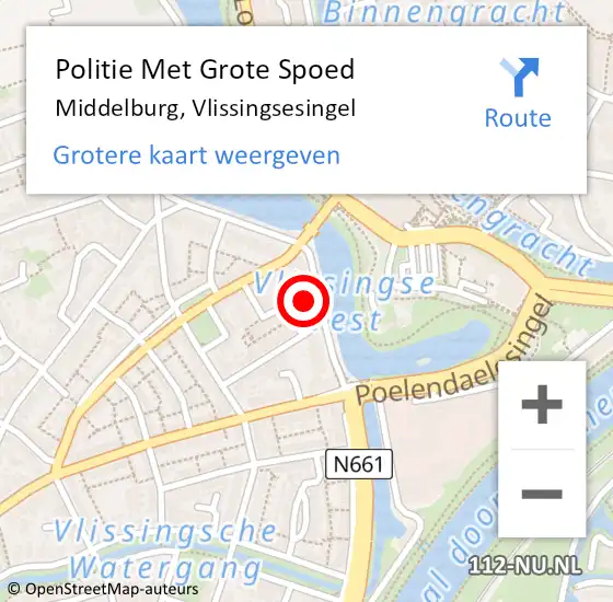 Locatie op kaart van de 112 melding: Politie Met Grote Spoed Naar Middelburg, Vlissingsesingel op 1 april 2022 18:48