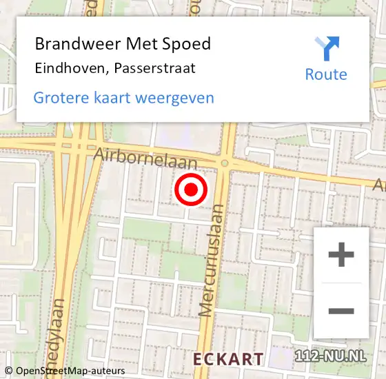 Locatie op kaart van de 112 melding: Brandweer Met Spoed Naar Eindhoven, Passerstraat op 1 april 2022 19:13