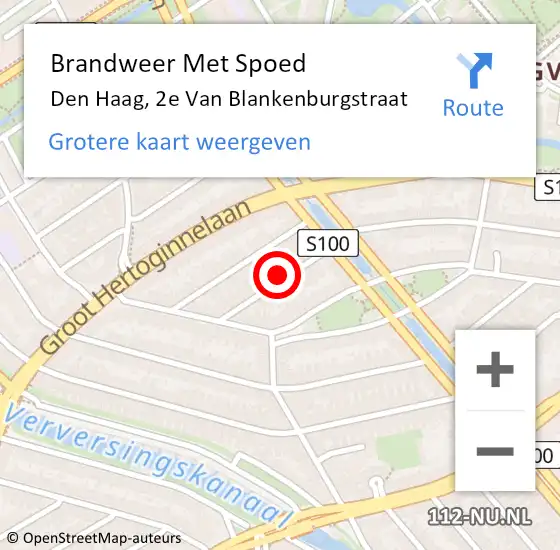 Locatie op kaart van de 112 melding: Brandweer Met Spoed Naar Den Haag, 2e Van Blankenburgstraat op 1 april 2022 19:25