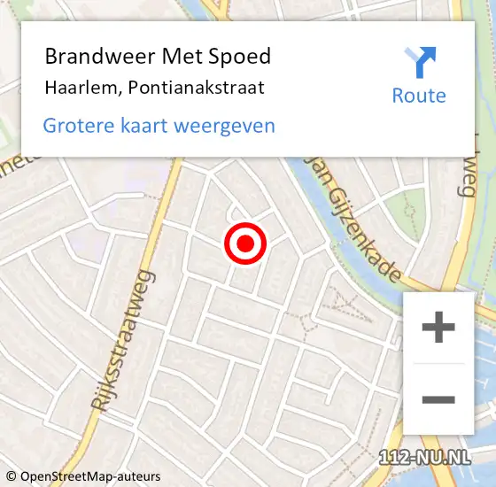 Locatie op kaart van de 112 melding: Brandweer Met Spoed Naar Haarlem, Pontianakstraat op 1 april 2022 19:37