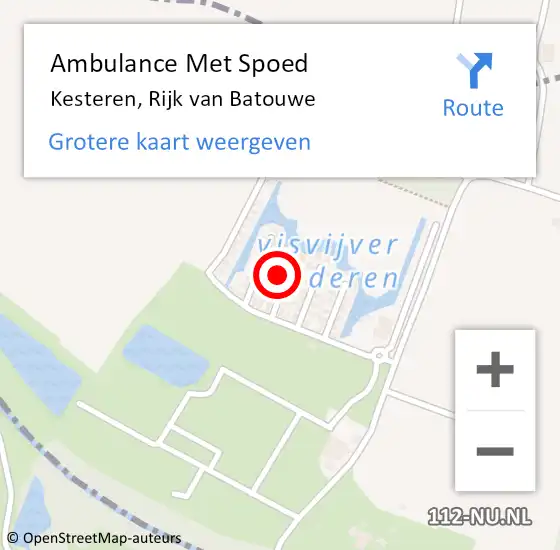 Locatie op kaart van de 112 melding: Ambulance Met Spoed Naar Kesteren, Rijk van Batouwe op 1 april 2022 19:43