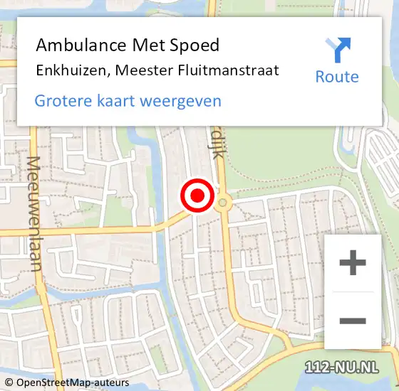 Locatie op kaart van de 112 melding: Ambulance Met Spoed Naar Enkhuizen, Meester Fluitmanstraat op 1 april 2022 19:43