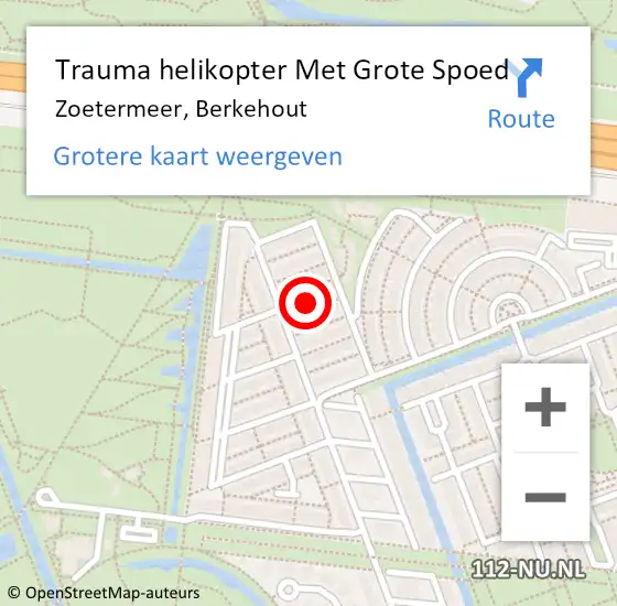 Locatie op kaart van de 112 melding: Trauma helikopter Met Grote Spoed Naar Zoetermeer, Berkehout op 1 april 2022 19:51