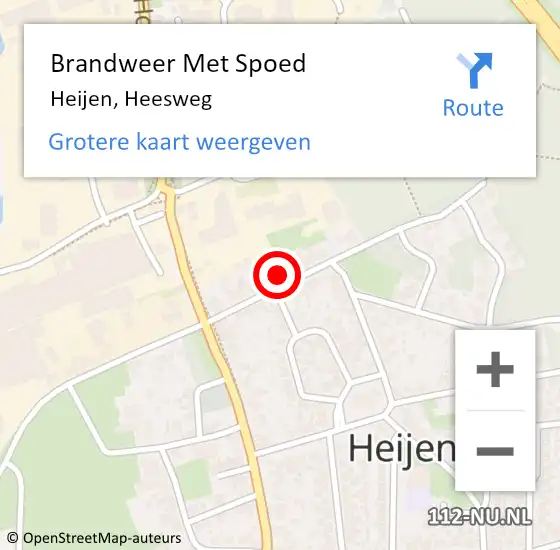 Locatie op kaart van de 112 melding: Brandweer Met Spoed Naar Heijen, Heesweg op 1 april 2022 19:57