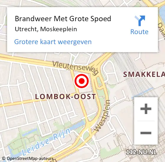 Locatie op kaart van de 112 melding: Brandweer Met Grote Spoed Naar Utrecht, Moskeeplein op 1 april 2022 20:06