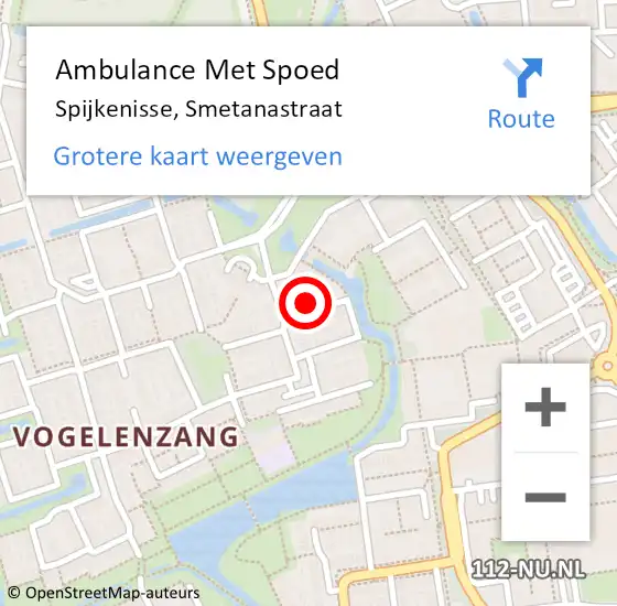 Locatie op kaart van de 112 melding: Ambulance Met Spoed Naar Spijkenisse, Smetanastraat op 1 april 2022 20:25