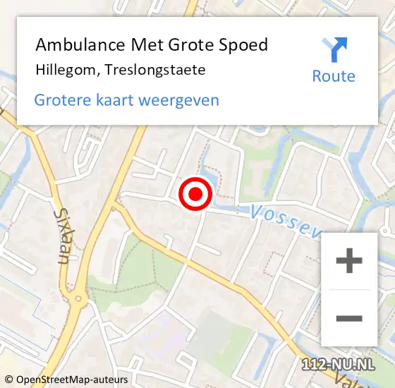 Locatie op kaart van de 112 melding: Ambulance Met Grote Spoed Naar Hillegom, Treslongstaete op 1 april 2022 20:35