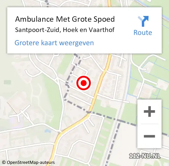 Locatie op kaart van de 112 melding: Ambulance Met Grote Spoed Naar Santpoort-Zuid, Hoek en Vaarthof op 1 april 2022 20:37