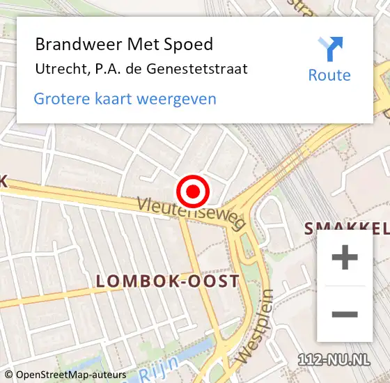 Locatie op kaart van de 112 melding: Brandweer Met Spoed Naar Utrecht, P.A. de Genestetstraat op 1 april 2022 20:39