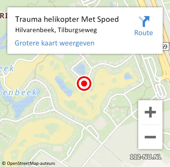 Locatie op kaart van de 112 melding: Trauma helikopter Met Spoed Naar Hilvarenbeek, Tilburgseweg op 1 april 2022 20:54