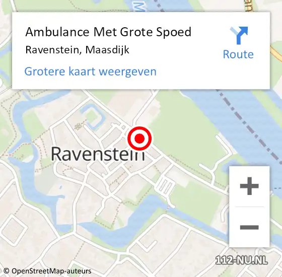 Locatie op kaart van de 112 melding: Ambulance Met Grote Spoed Naar Ravenstein, Maasdijk op 1 april 2022 20:57
