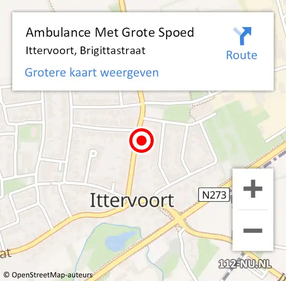 Locatie op kaart van de 112 melding: Ambulance Met Grote Spoed Naar Ittervoort, Brigittastraat op 1 april 2022 21:20