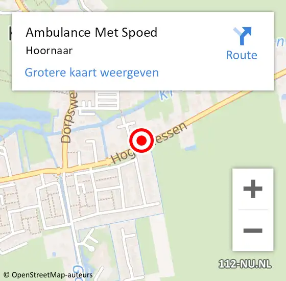 Locatie op kaart van de 112 melding: Ambulance Met Spoed Naar Hoornaar op 1 april 2022 22:38