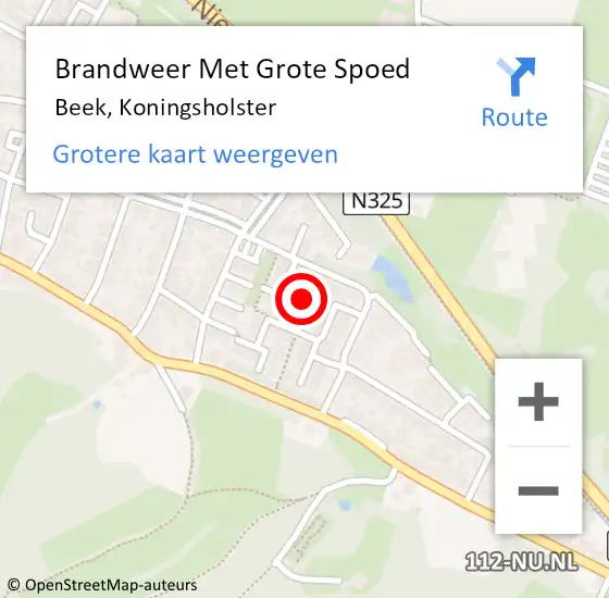 Locatie op kaart van de 112 melding: Brandweer Met Grote Spoed Naar Beek, Koningsholster op 1 april 2022 22:59