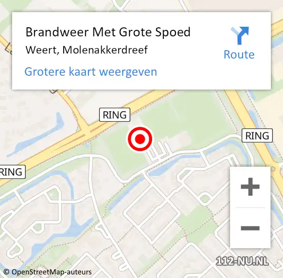 Locatie op kaart van de 112 melding: Brandweer Met Grote Spoed Naar Weert, Molenakkerdreef op 1 april 2022 23:23