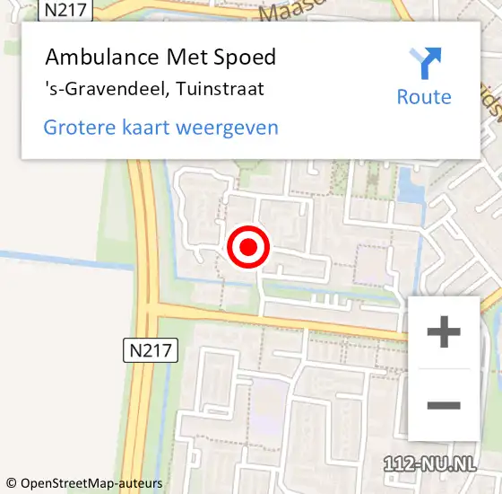 Locatie op kaart van de 112 melding: Ambulance Met Spoed Naar 's-Gravendeel, Tuinstraat op 1 april 2022 23:36