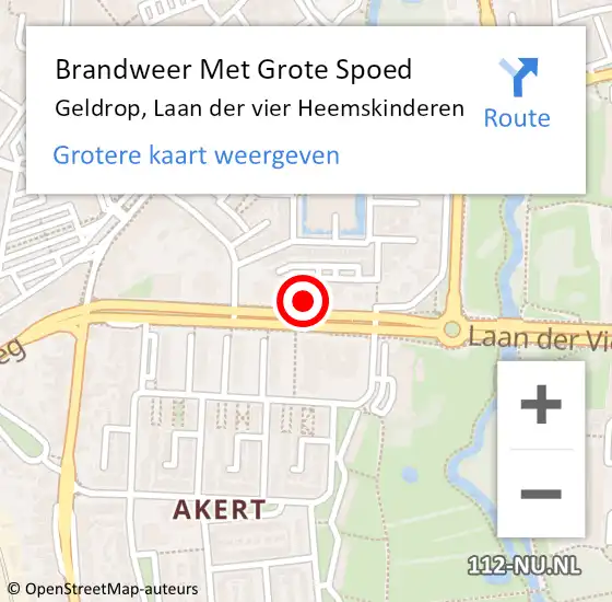 Locatie op kaart van de 112 melding: Brandweer Met Grote Spoed Naar Geldrop, Laan der vier Heemskinderen op 2 april 2022 01:10