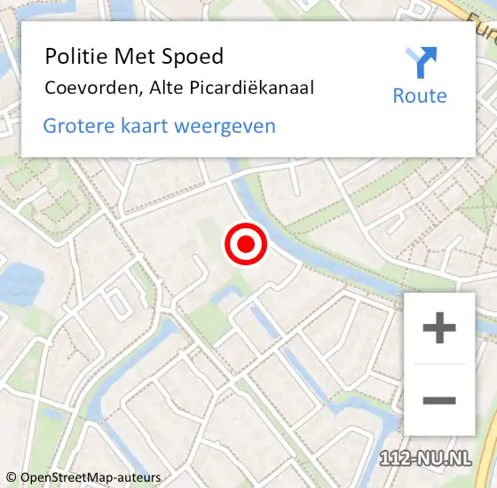 Locatie op kaart van de 112 melding: Politie Met Spoed Naar Coevorden, Alte Picardiëkanaal op 2 april 2022 01:12