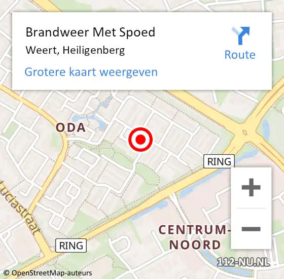 Locatie op kaart van de 112 melding: Brandweer Met Spoed Naar Weert, Heiligenberg op 2 april 2022 01:14