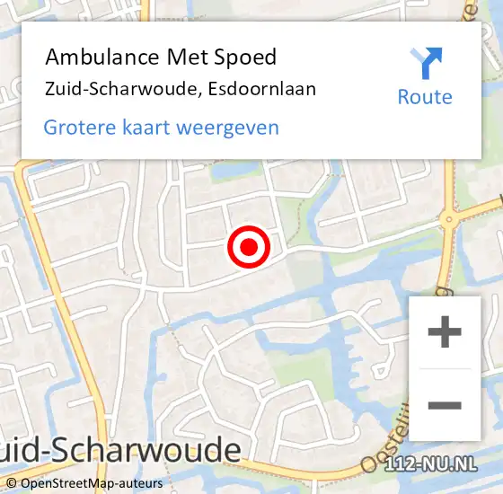 Locatie op kaart van de 112 melding: Ambulance Met Spoed Naar Zuid-Scharwoude, Esdoornlaan op 2 april 2022 02:40