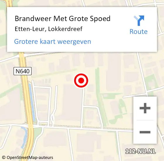 Locatie op kaart van de 112 melding: Brandweer Met Grote Spoed Naar Etten-Leur, Lokkerdreef op 2 april 2022 02:51