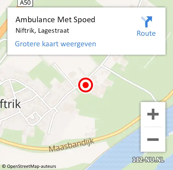 Locatie op kaart van de 112 melding: Ambulance Met Spoed Naar Niftrik, Lagestraat op 2 april 2022 02:52