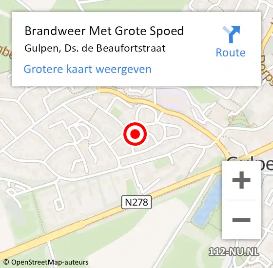 Locatie op kaart van de 112 melding: Brandweer Met Grote Spoed Naar Gulpen, Ds. de Beaufortstraat op 2 april 2022 03:12