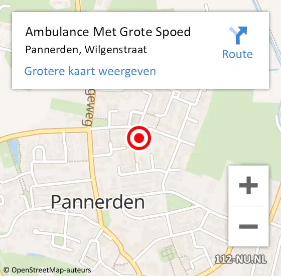 Locatie op kaart van de 112 melding: Ambulance Met Grote Spoed Naar Pannerden, Wilgenstraat op 2 april 2022 03:30