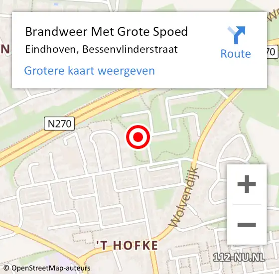 Locatie op kaart van de 112 melding: Brandweer Met Grote Spoed Naar Eindhoven, Bessenvlinderstraat op 2 april 2022 03:42