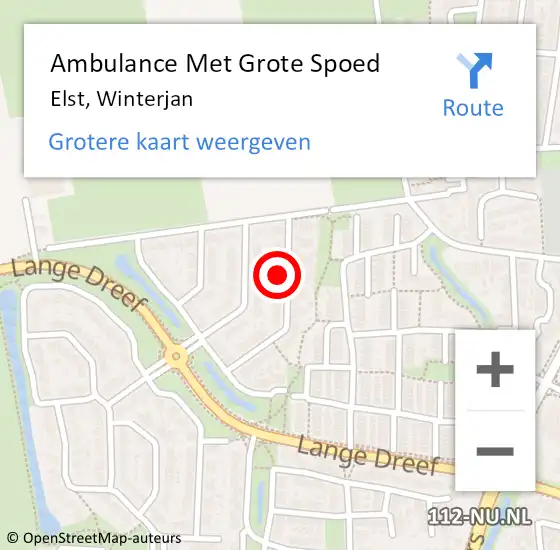 Locatie op kaart van de 112 melding: Ambulance Met Grote Spoed Naar Elst, Winterjan op 2 april 2022 04:07
