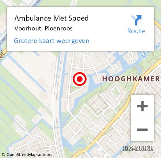 Locatie op kaart van de 112 melding: Ambulance Met Spoed Naar Voorhout, Pioenroos op 2 april 2022 04:17