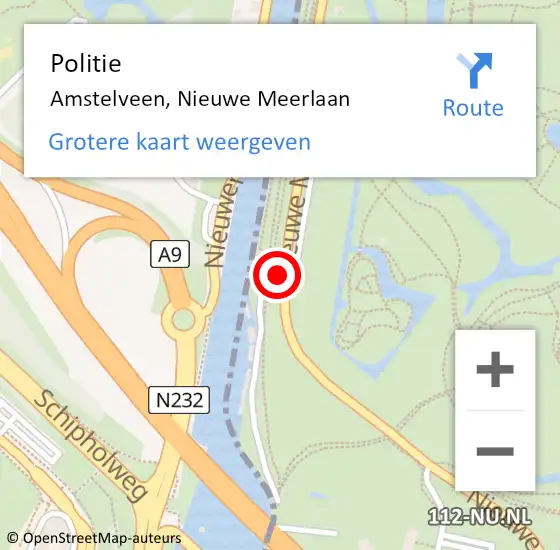 Locatie op kaart van de 112 melding: Politie Amstelveen, Nieuwe Meerlaan op 13 juli 2014 00:41