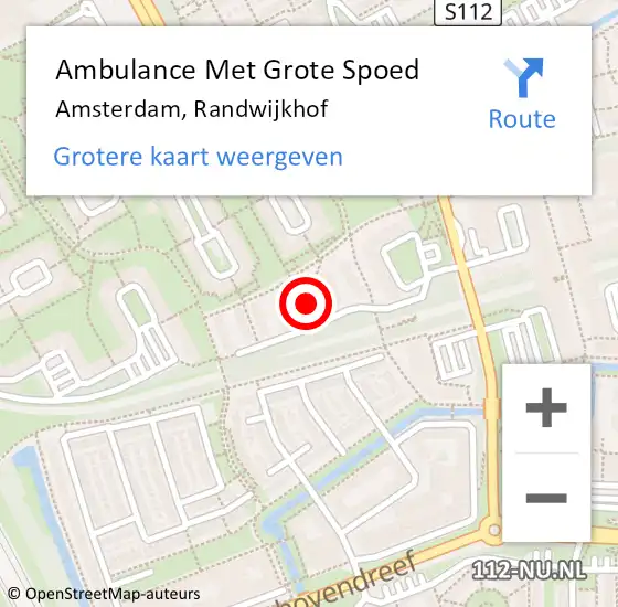 Locatie op kaart van de 112 melding: Ambulance Met Grote Spoed Naar Amsterdam-Zuidoost, Randwijkhof op 2 april 2022 05:39