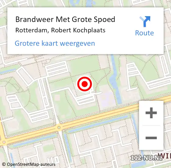 Locatie op kaart van de 112 melding: Brandweer Met Grote Spoed Naar Rotterdam, Robert Kochplaats op 2 april 2022 05:50