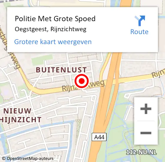 Locatie op kaart van de 112 melding: Politie Met Grote Spoed Naar Oegstgeest, Rijnzichtweg op 2 april 2022 05:55