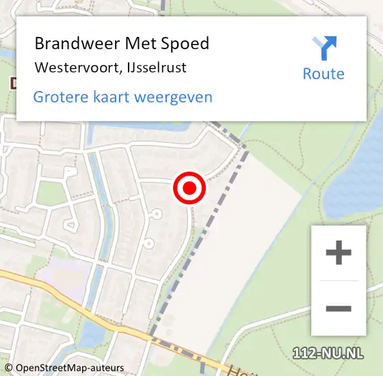 Locatie op kaart van de 112 melding: Brandweer Met Spoed Naar Westervoort, IJsselrust op 2 april 2022 06:19