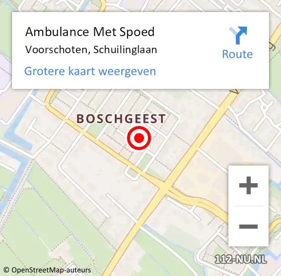 Locatie op kaart van de 112 melding: Ambulance Met Spoed Naar Voorschoten, Schuilinglaan op 2 april 2022 07:23