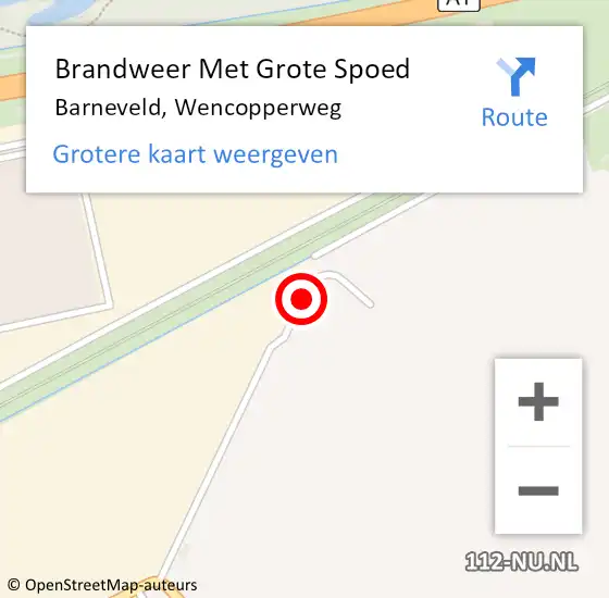 Locatie op kaart van de 112 melding: Brandweer Met Grote Spoed Naar Barneveld, Wencopperweg op 2 april 2022 07:31