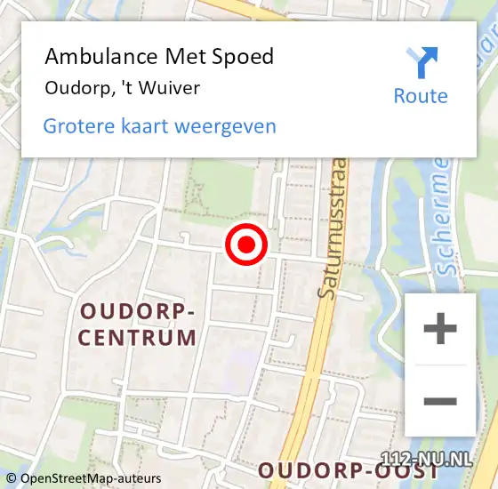 Locatie op kaart van de 112 melding: Ambulance Met Spoed Naar Oudorp, 't Wuiver op 2 april 2022 07:58