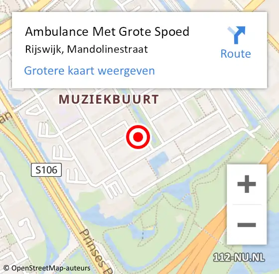 Locatie op kaart van de 112 melding: Ambulance Met Grote Spoed Naar Rijswijk, Mandolinestraat op 2 april 2022 08:03