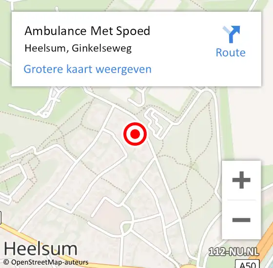 Locatie op kaart van de 112 melding: Ambulance Met Spoed Naar Heelsum, Ginkelseweg op 2 april 2022 08:03