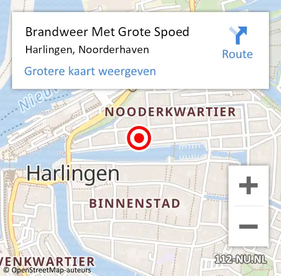 Locatie op kaart van de 112 melding: Brandweer Met Grote Spoed Naar Harlingen, Noorderhaven op 2 april 2022 08:30