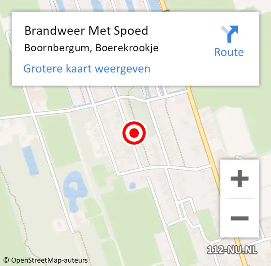 Locatie op kaart van de 112 melding: Brandweer Met Spoed Naar Boornbergum, Boerekrookje op 13 juli 2014 01:02