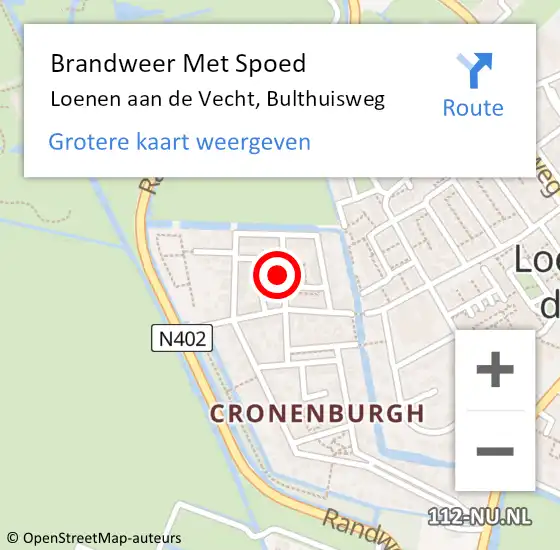 Locatie op kaart van de 112 melding: Brandweer Met Spoed Naar Loenen aan de Vecht, Bulthuisweg op 2 april 2022 08:57