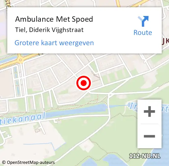 Locatie op kaart van de 112 melding: Ambulance Met Spoed Naar Tiel, Diderik Vijghstraat op 2 april 2022 09:10