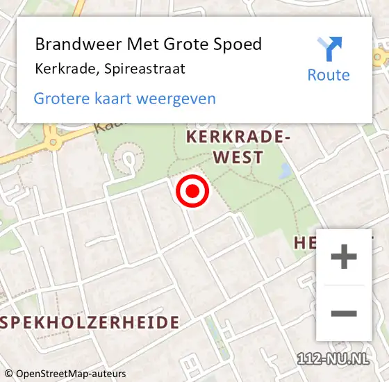 Locatie op kaart van de 112 melding: Brandweer Met Grote Spoed Naar Kerkrade, Spireastraat op 2 april 2022 09:24